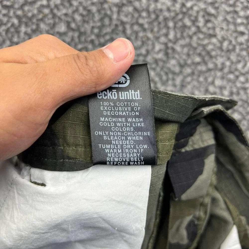 Ecko Unltd Cargo Shorts Men 44 Camo Green Ripstop Belted Hip Hop Cotton New